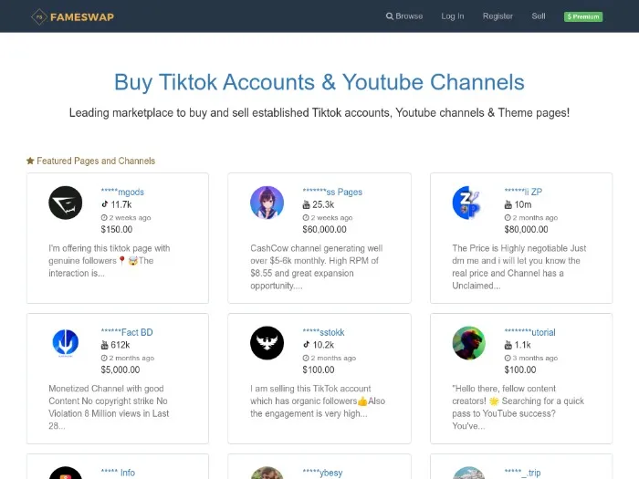 Fameswap – Large Marketplace for Instagram, YouTube & TikTok